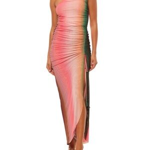 Multicolor One-Shoulder Maxi Dress